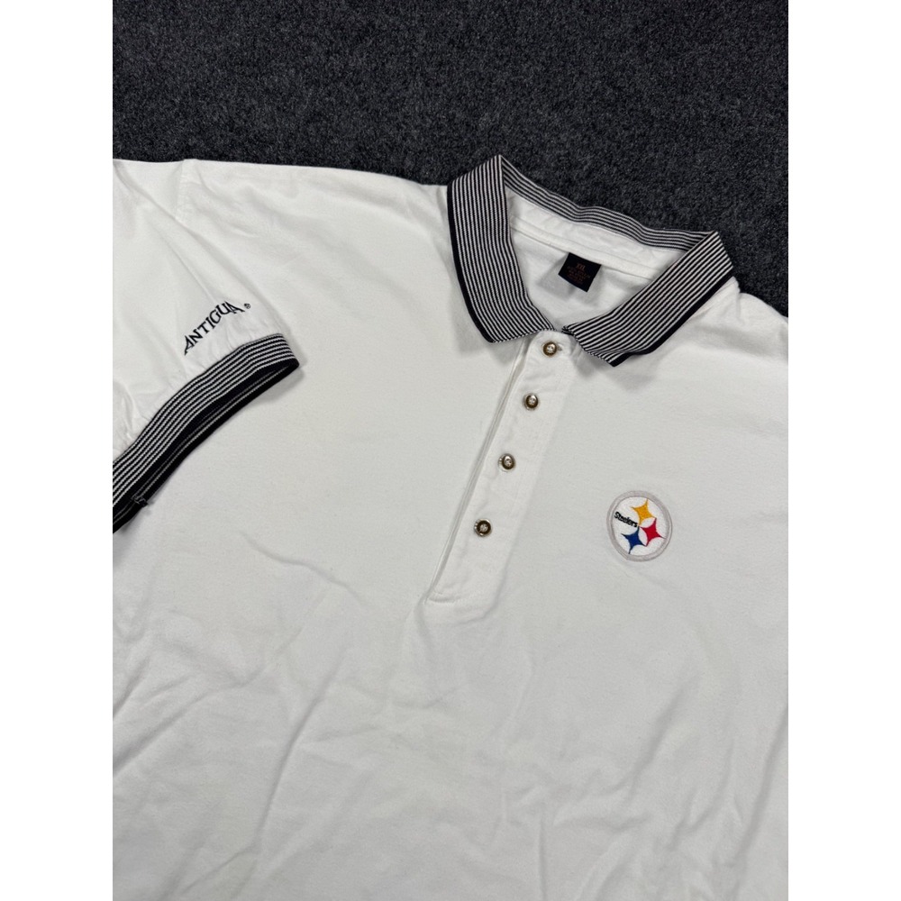 Pittsburgh Steelers Antigua Polo Shirt Mens XXL White NFL Embroidered Logo